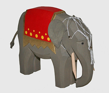 Elefant, groß, aufgezäumt, 13 cm (Typ 1)