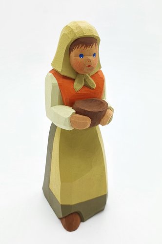 herdswoman with bowl, orange vest, 11 cm (Type 1)