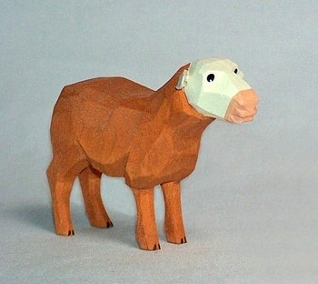 Sheep, beige, head lifted, 6 cm (Type 1)