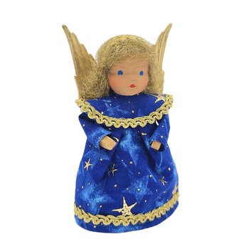 Deko-Engel mir Engelshaar, blau, 11 cm (Auslaufartikel)