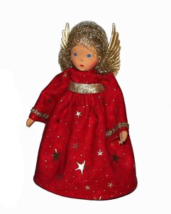 Deko-Engel mit Engelshaar, rot, 17 cm (Auslaufartikel)